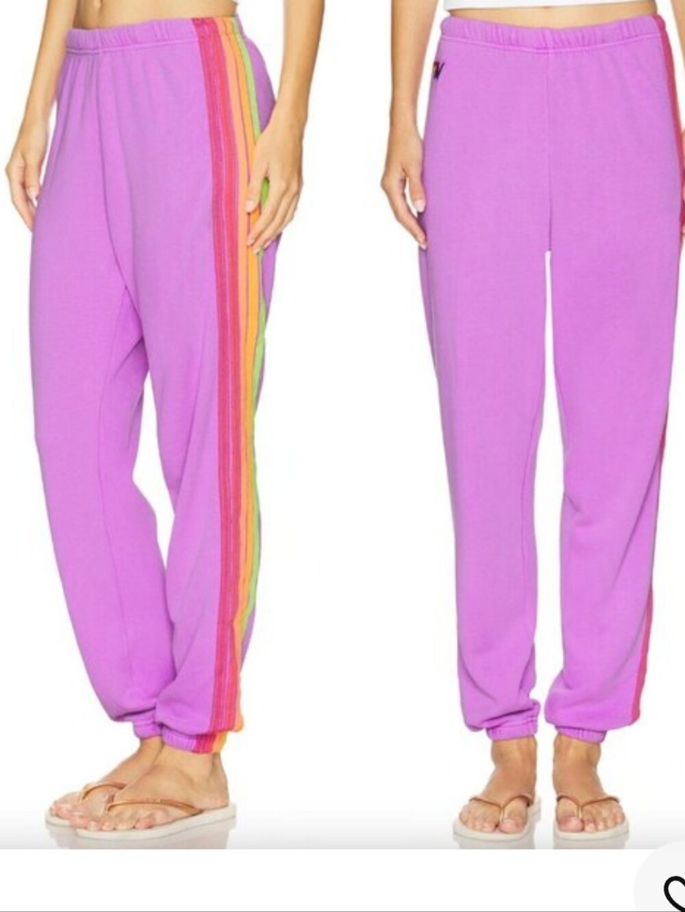 Aviator Nation 5 StripeSweatpant Neon Purple Sweat Pants Track Joggers Xsmall